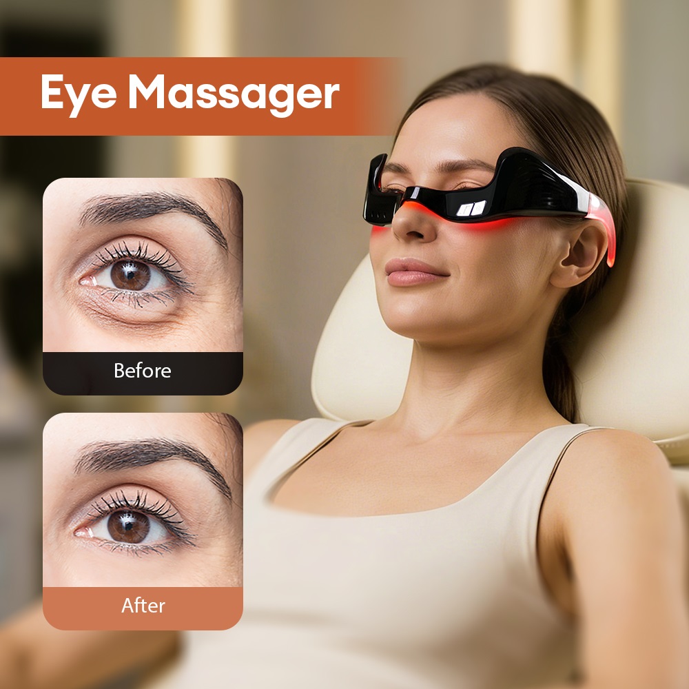 Light Therapy Glasses - Elektrisches Augenmassagegerät, Rotlichttherapie, Linderung von Augenermüdung,