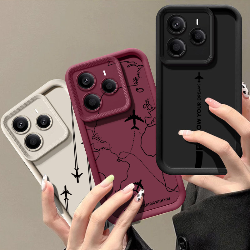 Xiaomi Redmi Note 14 - Flugzeugroutenmuster TPU Handyhülle für Xiaomi Redmi